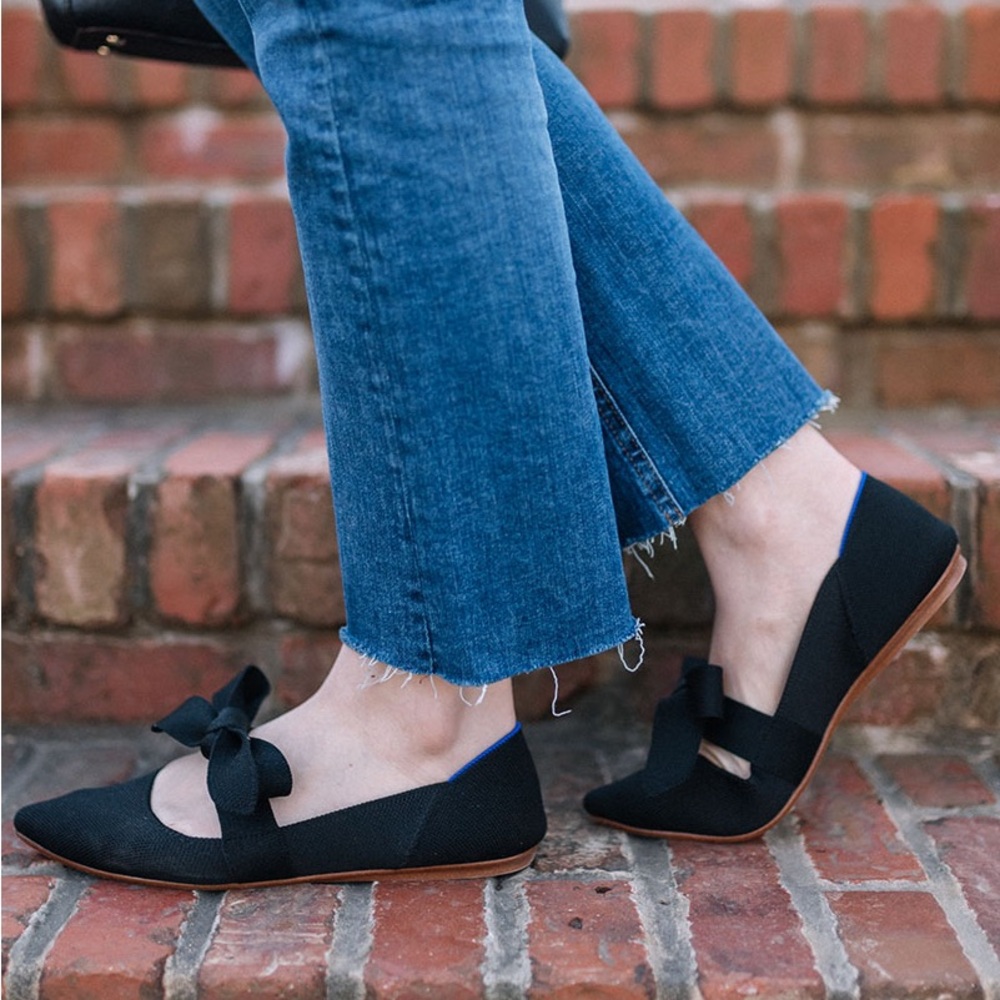 Rothy's Black Flats with Bow Detail